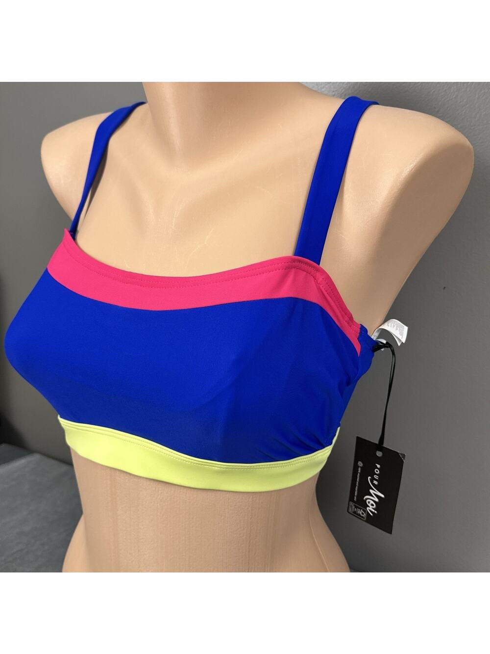 Pour Moi Palm Springs Hidden Underwire Cami Top 34DD E Swim Bikini Colorblock